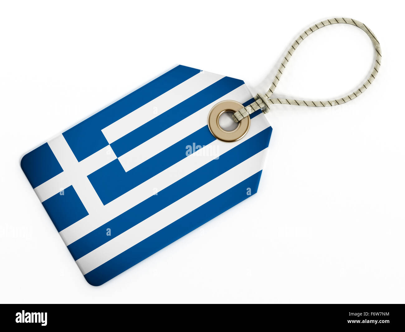 Greek flag on isolated tag. Stock Photo