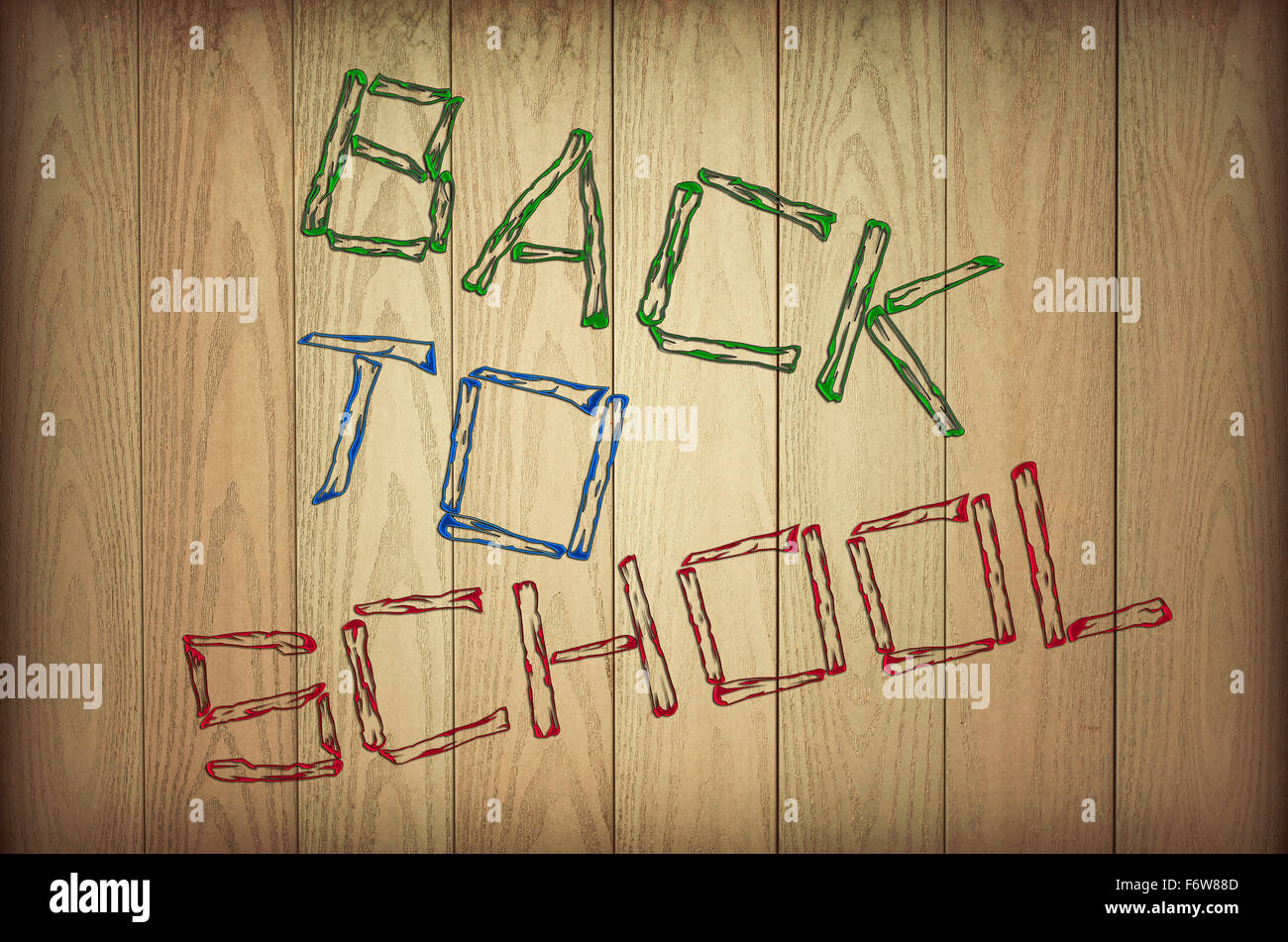 back to school design on wooden background Stock Photo