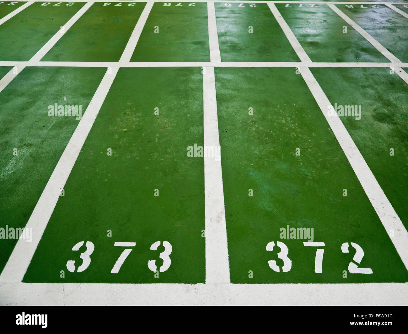 Polyurethane parking lots with numbers indoor Stock Photo