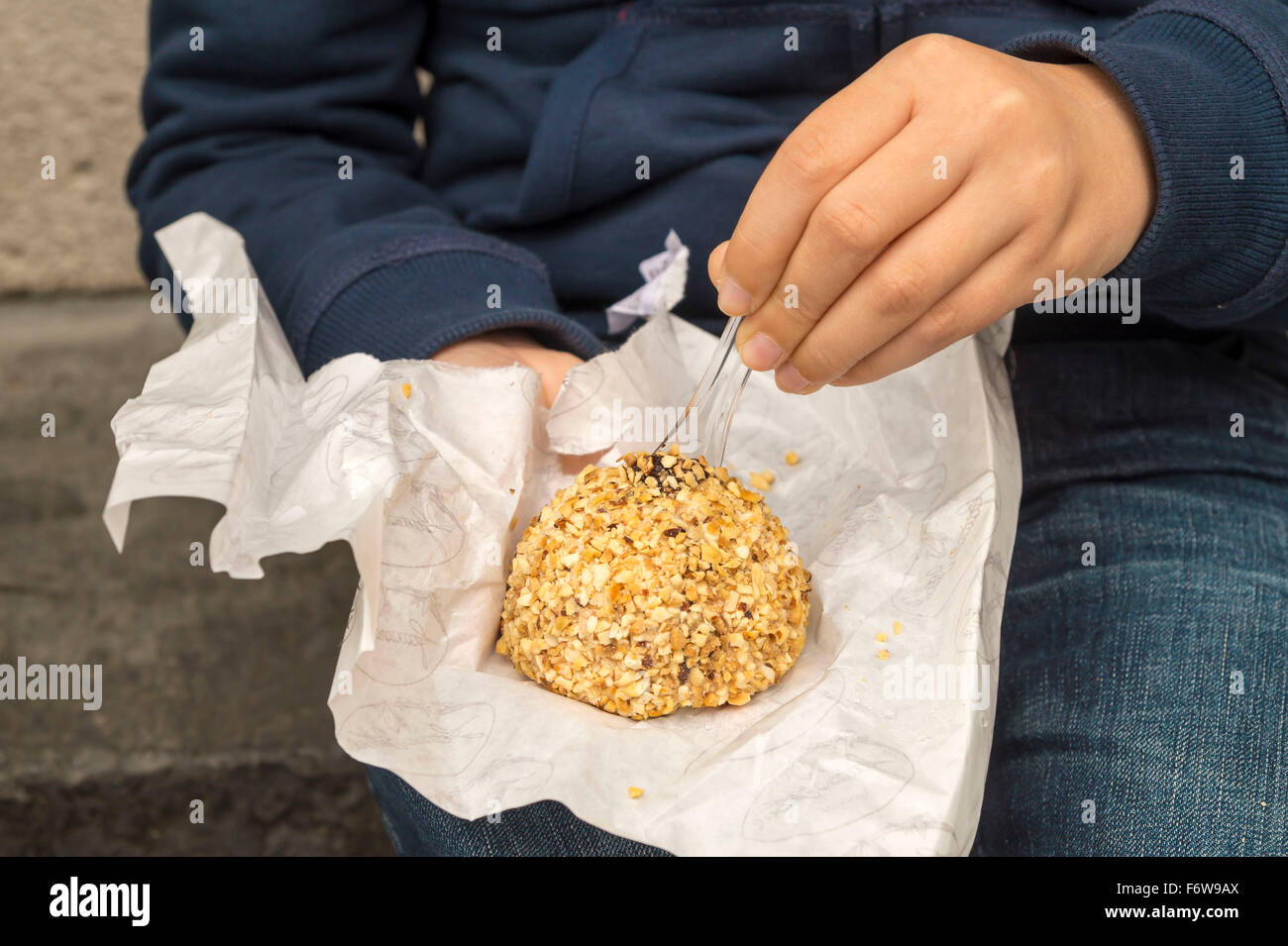 Eating delicious ice cream in Naples ,Italy Stock Photo Alamy