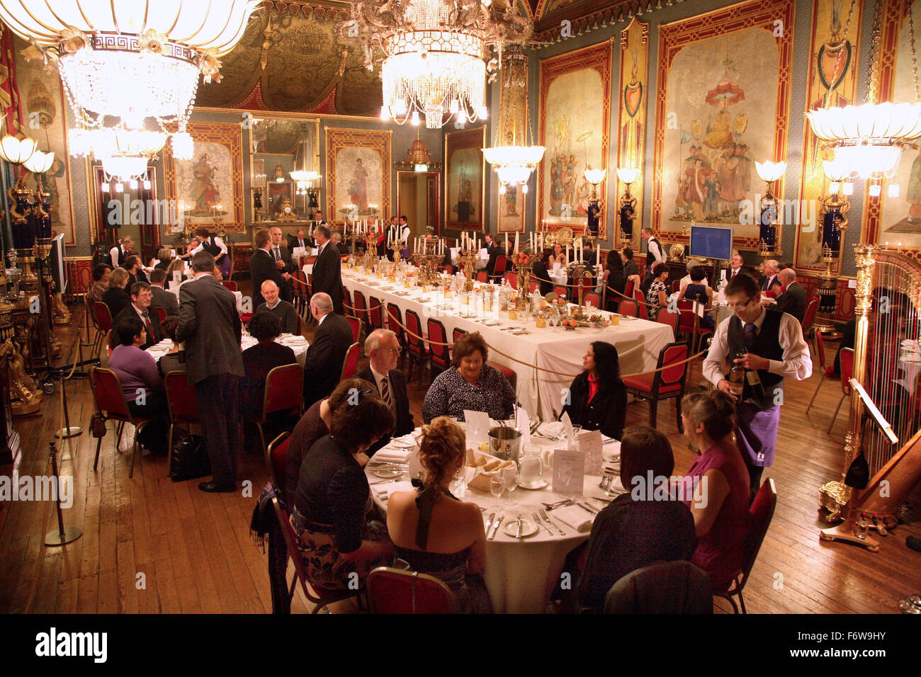 A corporate dinner in progress at the Royal Pavilion Building in Brighton, UK. Stock Photo