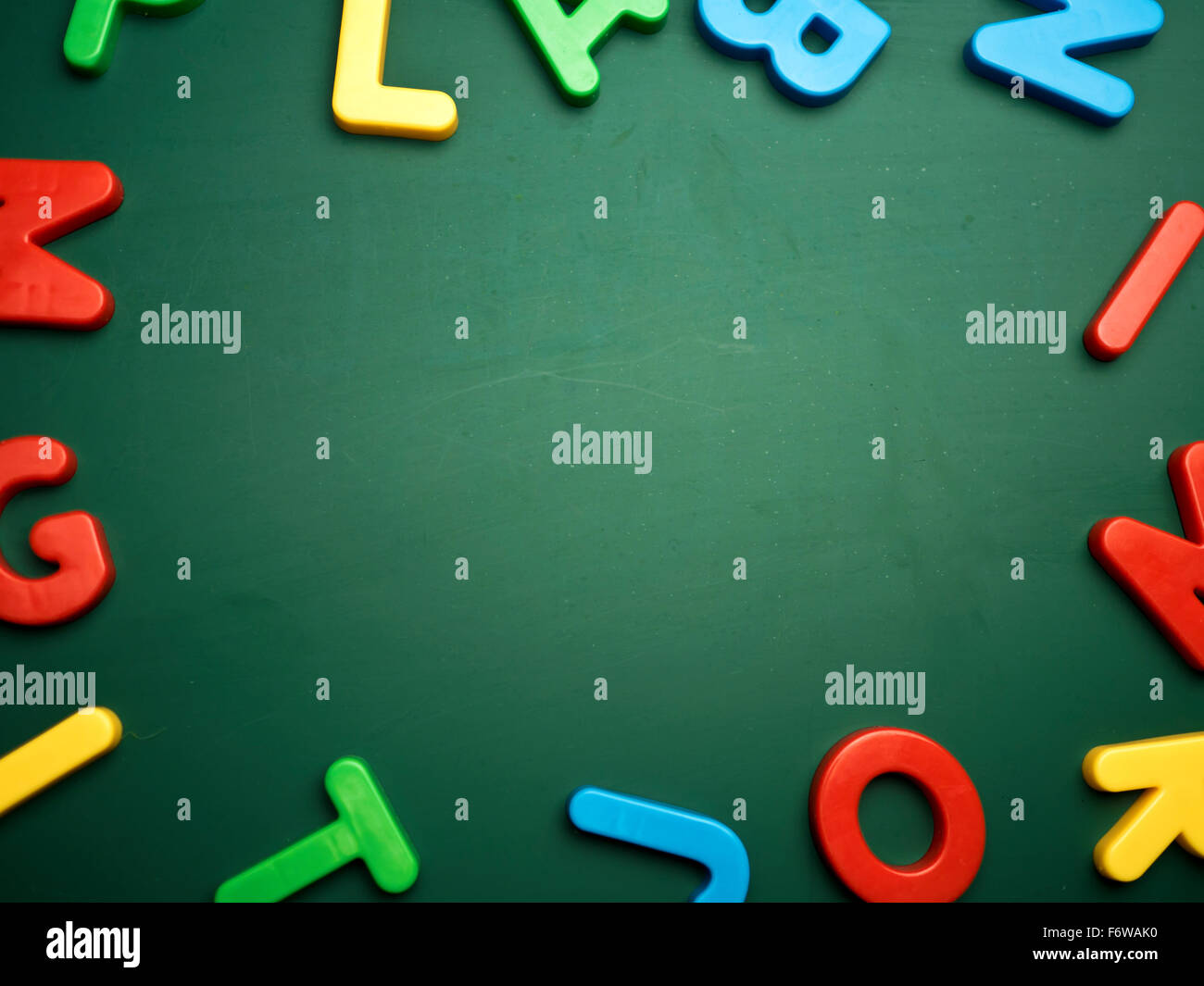 English alphabet background with space on blank blackboard Stock Photo
