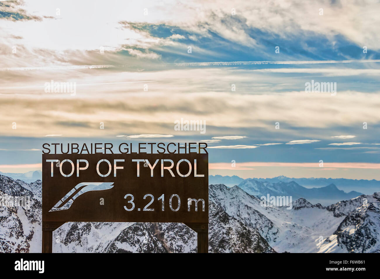 Stubai glacier, top of Tirol, 3210 meters above sea level, Austria Alps, Europe. Stock Photo