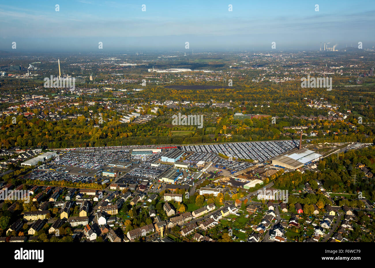 Car trade, Car Parking, Helf Automobil-Logistik GmbH, new cars, VW, Audi, Porsche, Mercedes, Essen, Ruhr area, Stock Photo