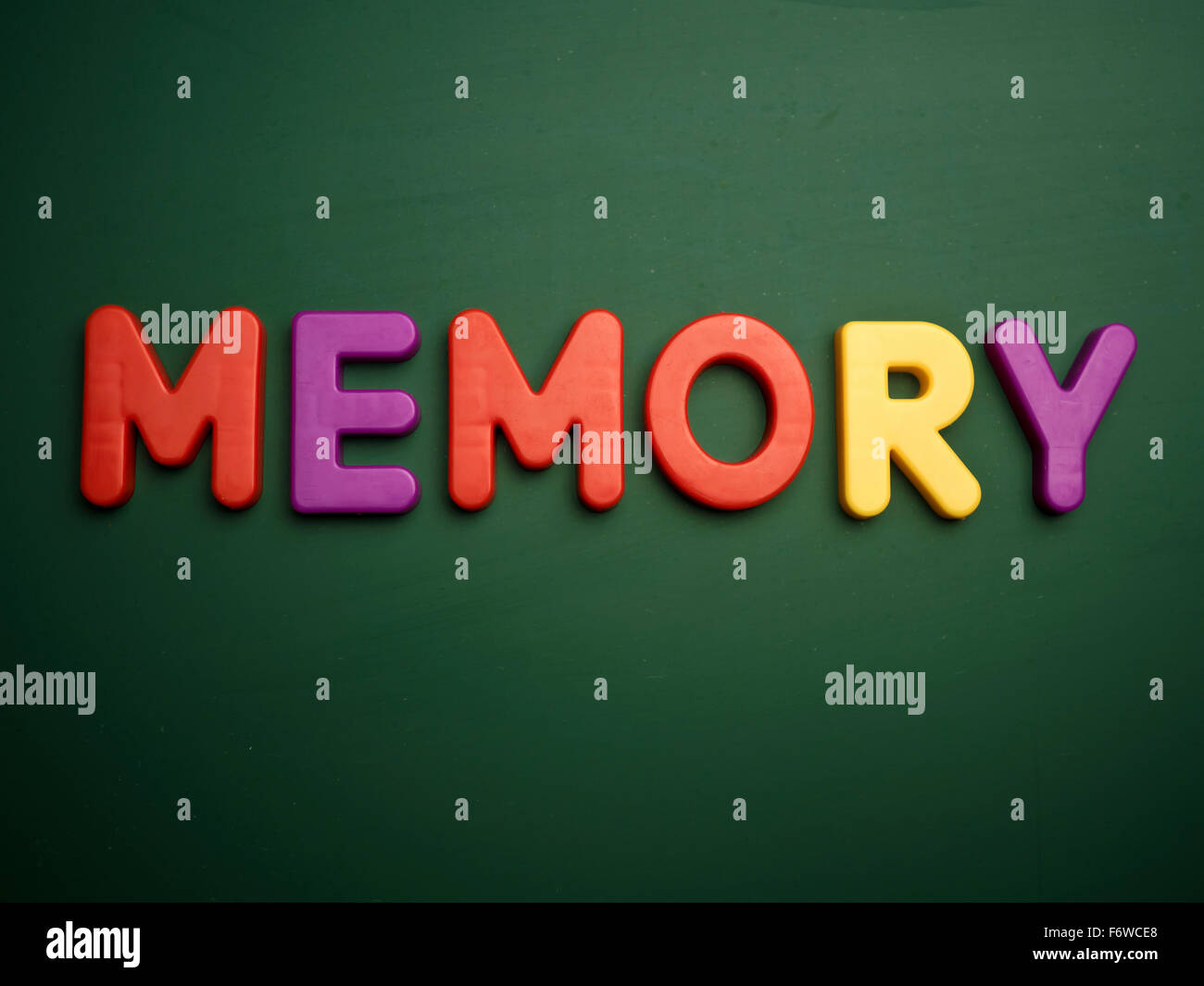 memory concept in colorful letters isolated on blank blackboard Stock Photo