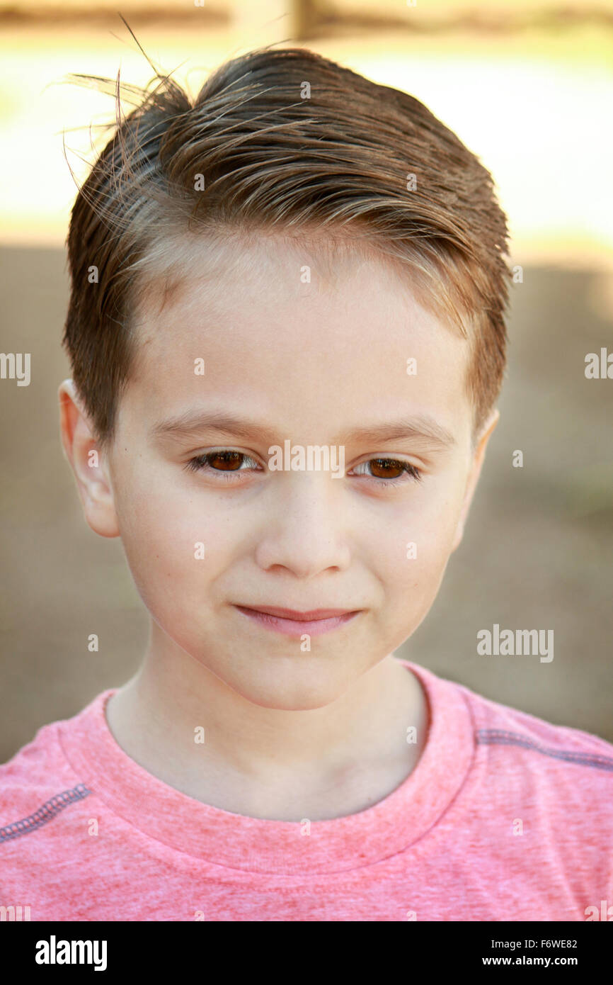 Young Boy with a New haircut Stock Photo