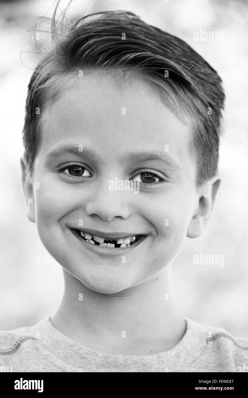 Young Boy with a New haircut Stock Photo