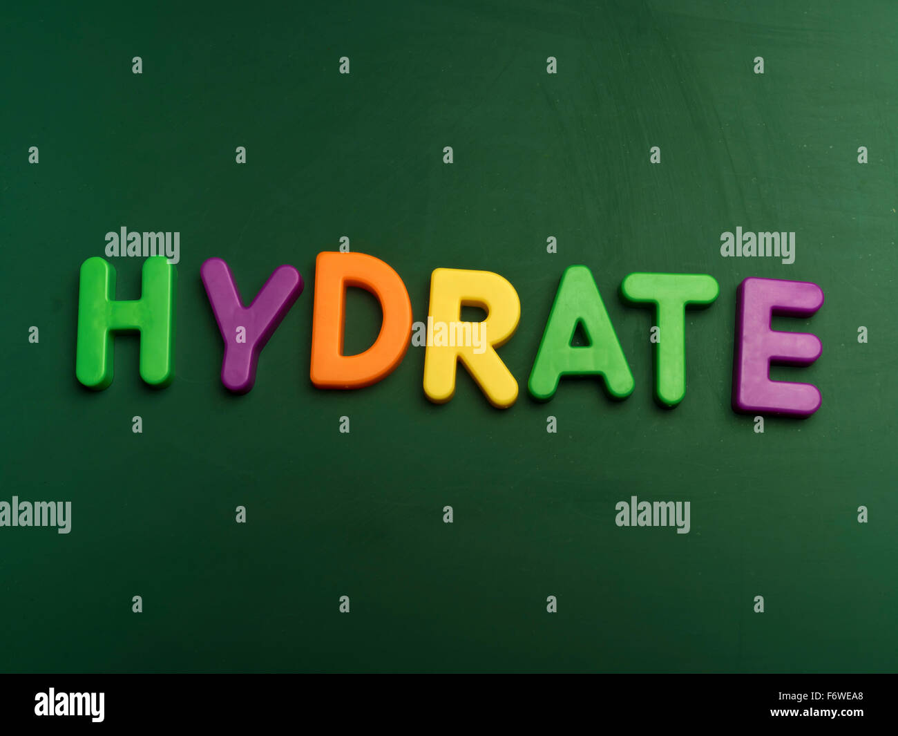 hydrate concept in colorful letters isolated on blank blackboard Stock Photo