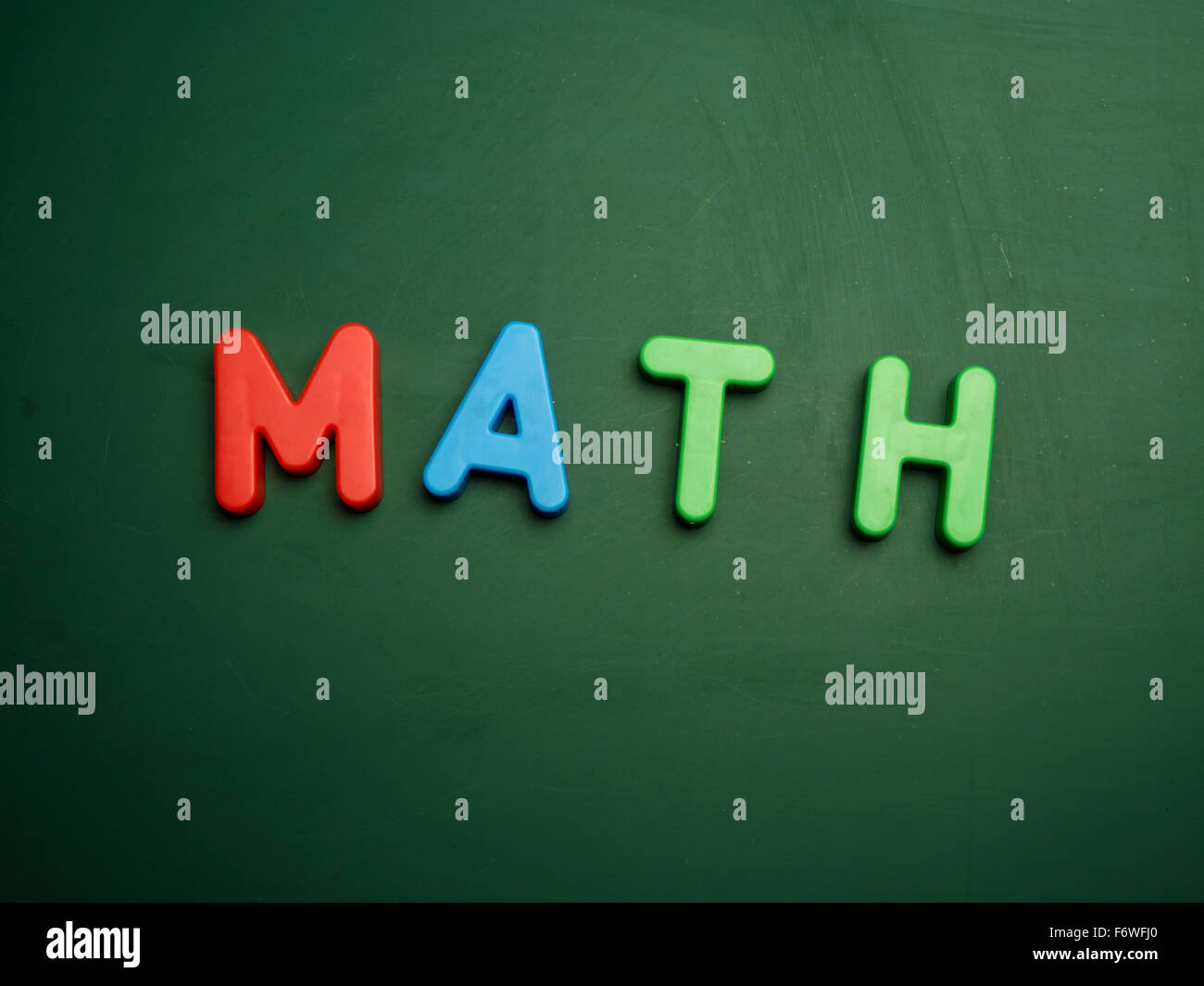 math concept in colorful letters isolated on blank blackboard Stock Photo