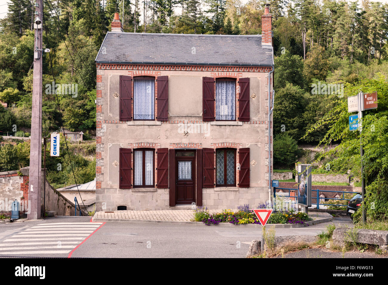 Aubusson, Creuse, France. A typical early 20c small town house on the outskirts of the town Stock Photo
