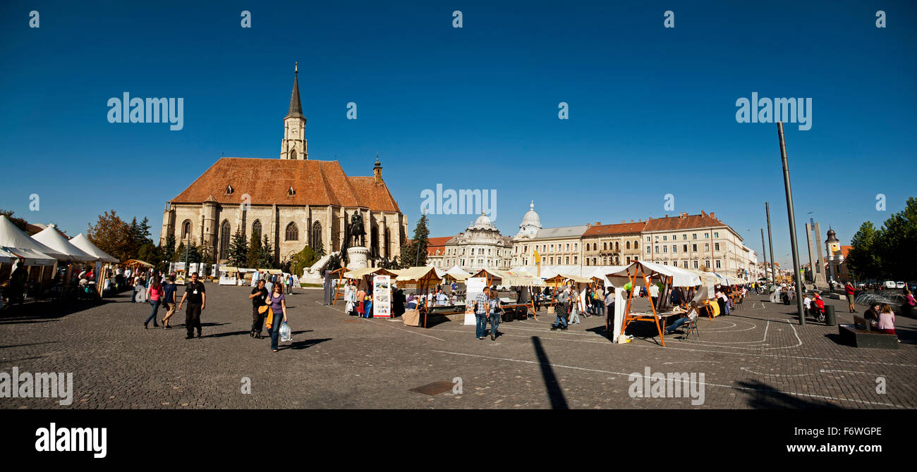 Piata Unirii, Cluj-Napoca, Transylvania, Romania Stock Photo