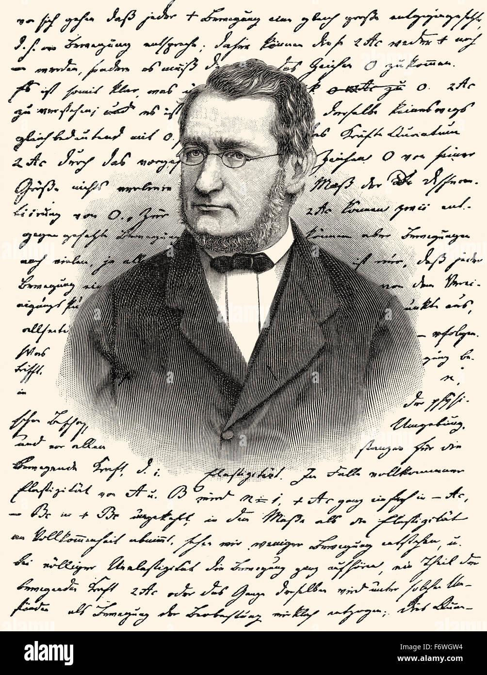 Julius Robert von Mayer, 1814 - 1878, a German physician and physicist and one of the founders of thermodynamics, handwritten an Stock Photo