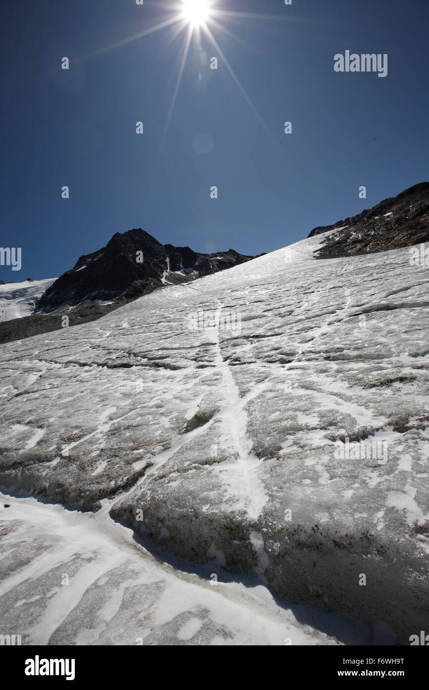 Hintereisferner glacier in summer, Kurzras, Schnalstal, South Tyrol, Alto Adige, Italy Stock Photo