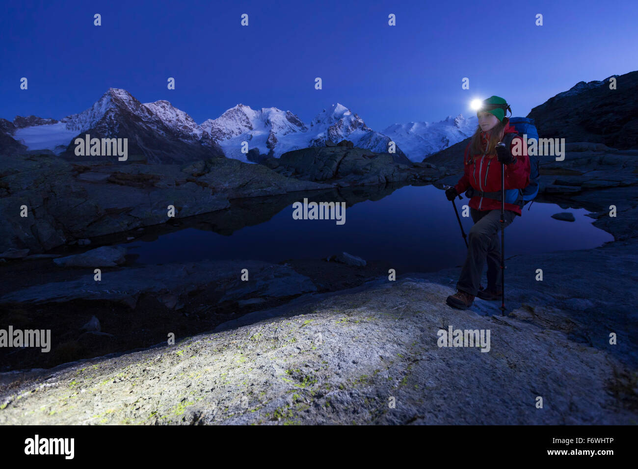 Female hiker mountain lake hi-res stock photography and images - Alamy