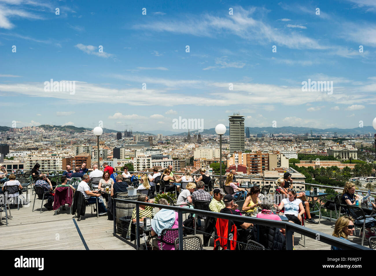 Miramar restaurant with panoramic view,Sants-Montjuic,Barcelona,Spain Stock Photo
