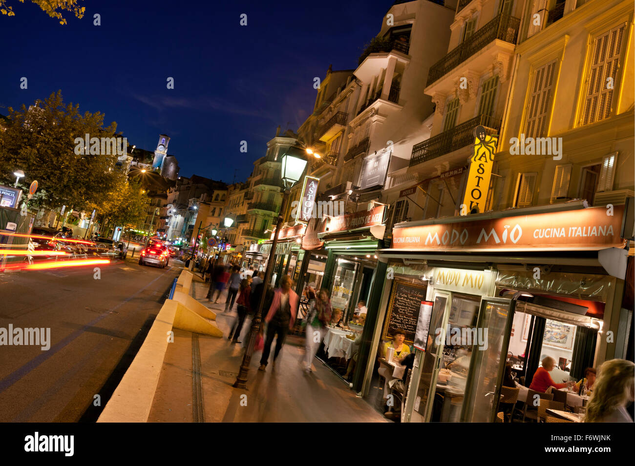 Seafood restaurant on Rue Felix Faure, Cannes, Provence, France Stock Photo