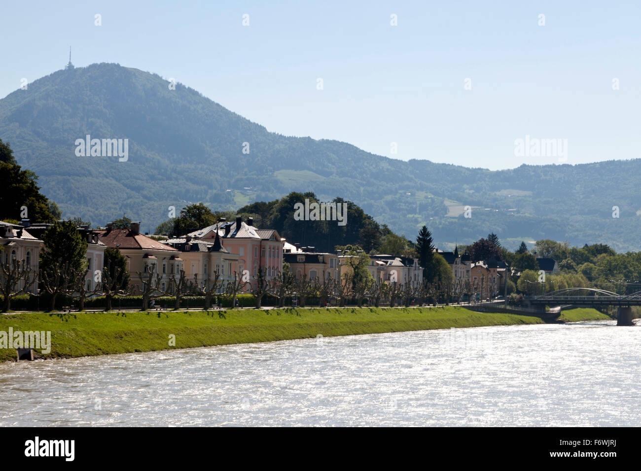 View across the Salzach River, Salzburg, Austria Stock Photo