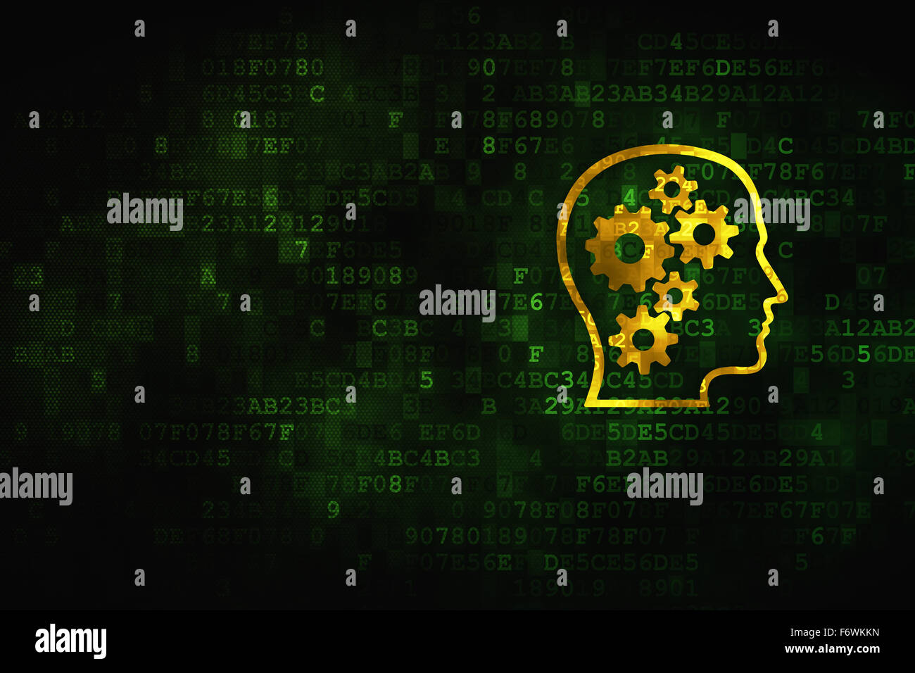 Business concept: Head With Gears on digital background Stock Photo - Alamy