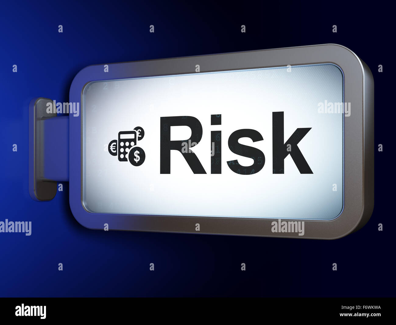Finance concept: Risk and Calculator on billboard background Stock ...