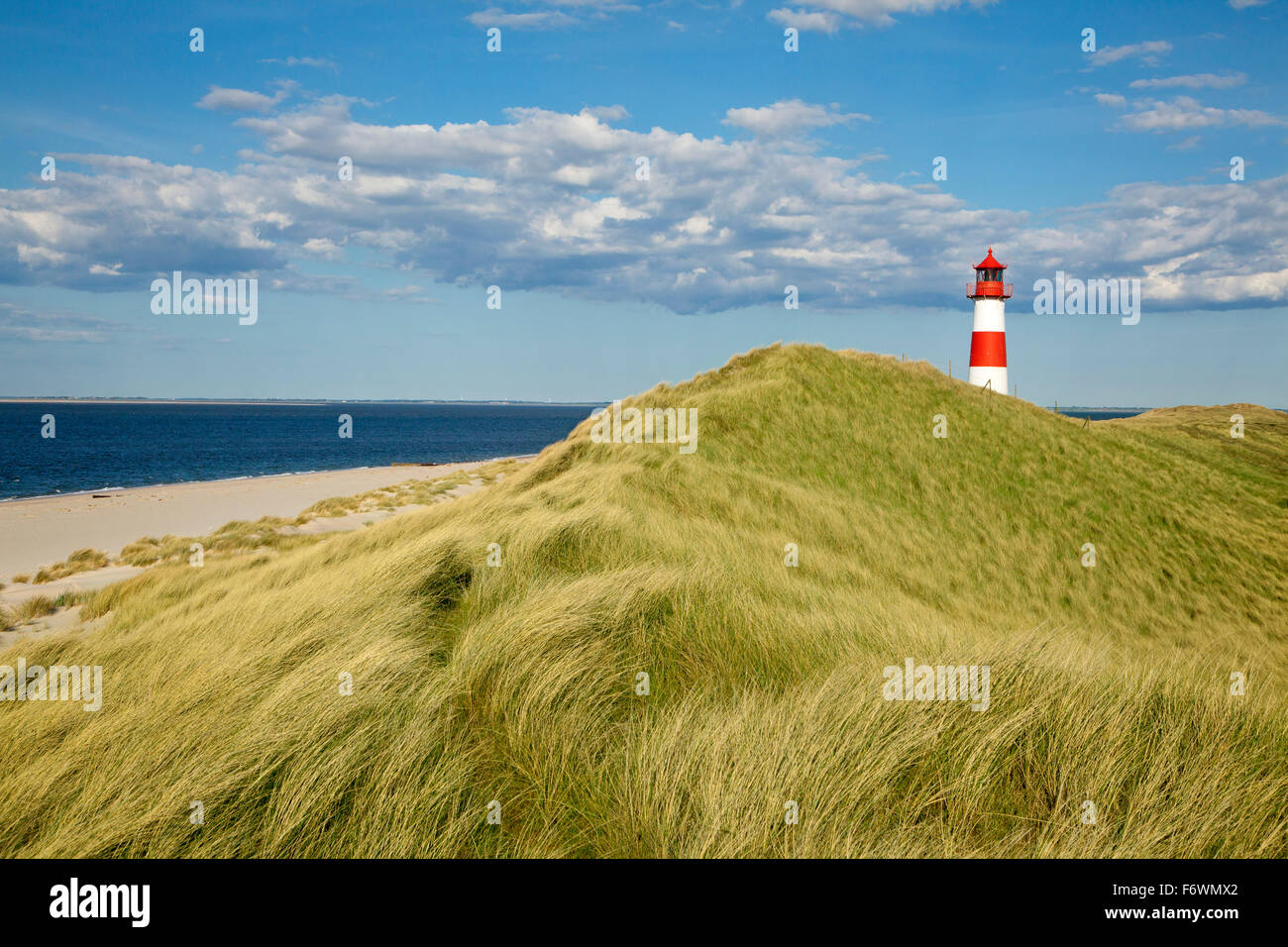 List Ost lighthouse, Ellenbogen peninsula, Sylt island, North Sea, North Friesland, Schleswig-Holstein, Germany Stock Photo