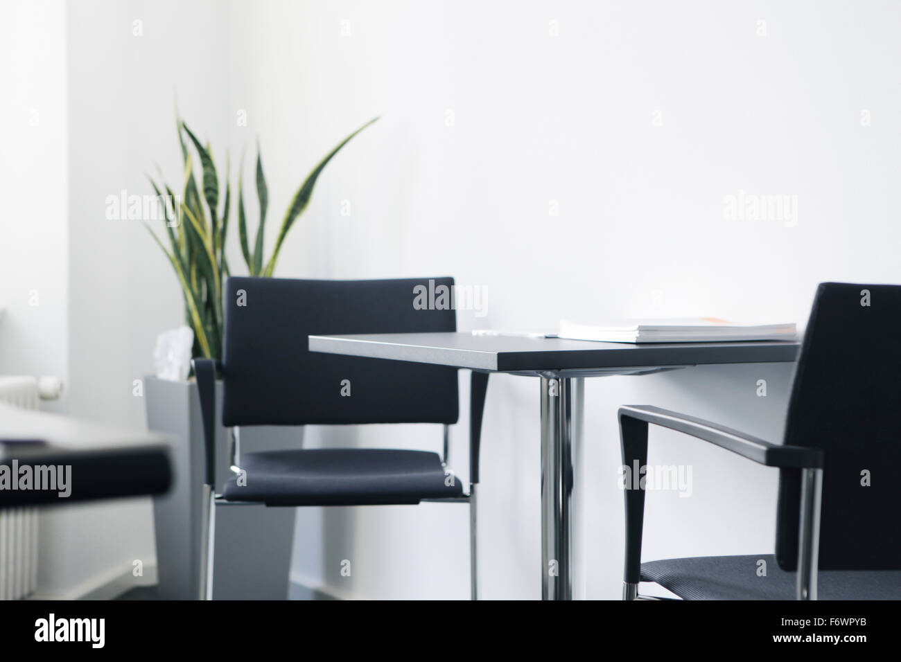 an office workstation with desk without people Stock Photo