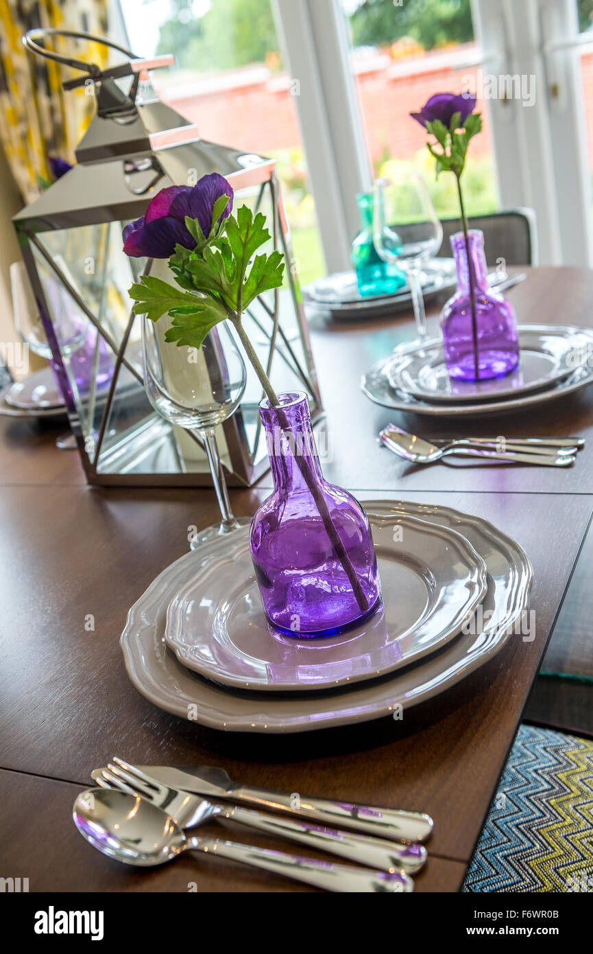 Beautifully dressed table in a domestic dining room Stock Photo Alamy