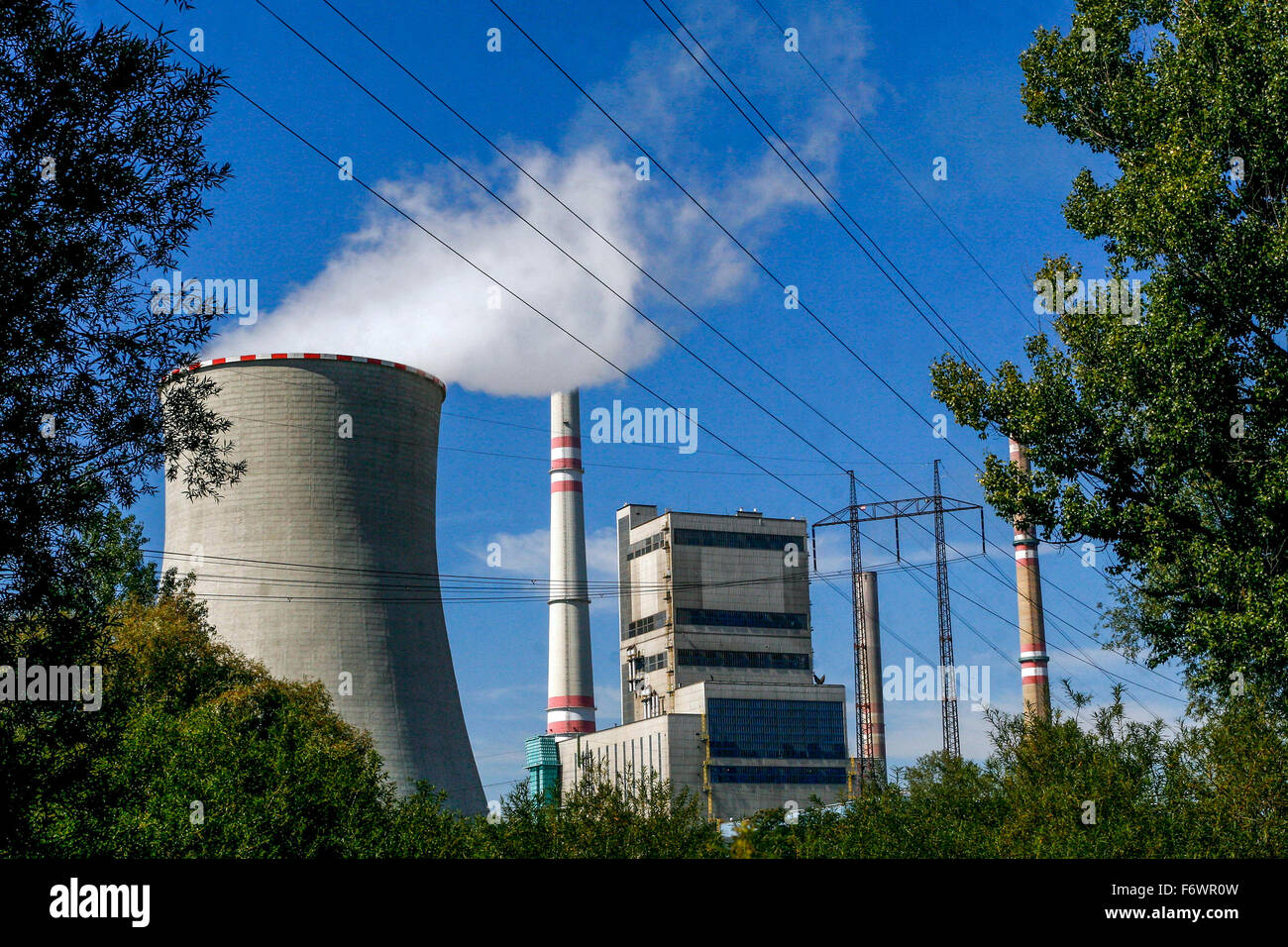 Thermal coal station, Melnik power plant Czech Republic industry Stock Photo