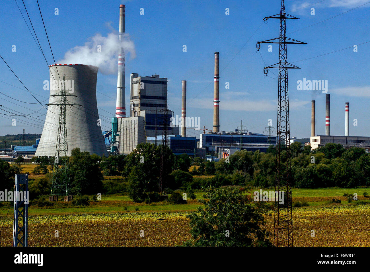 Thermal coal power plant, Melnik, Central Bohemia, Czech Republic energy Stock Photo