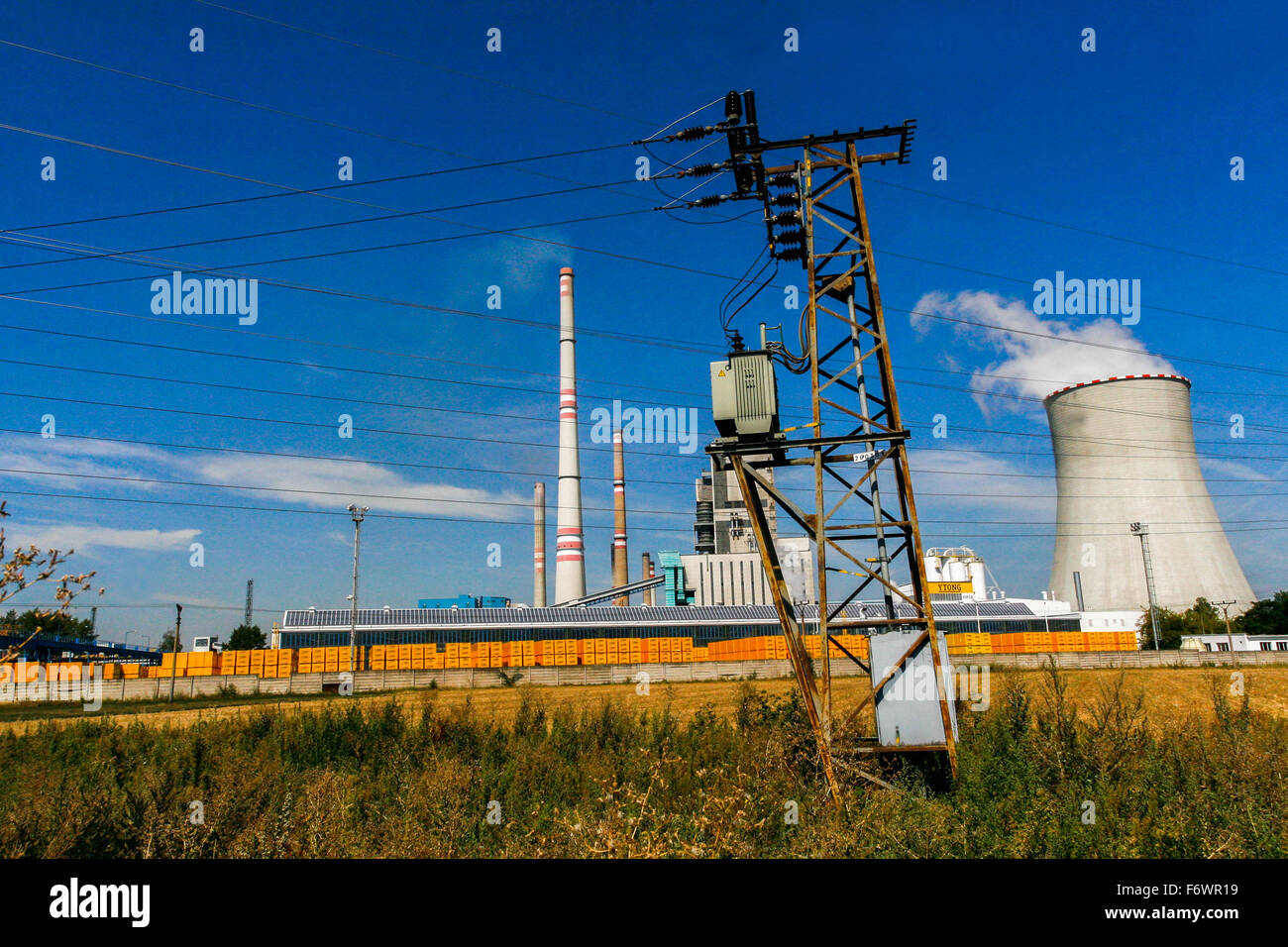 Thermal coal power plant, Melnik, Central Bohemia, Czech Republic Stock Photo