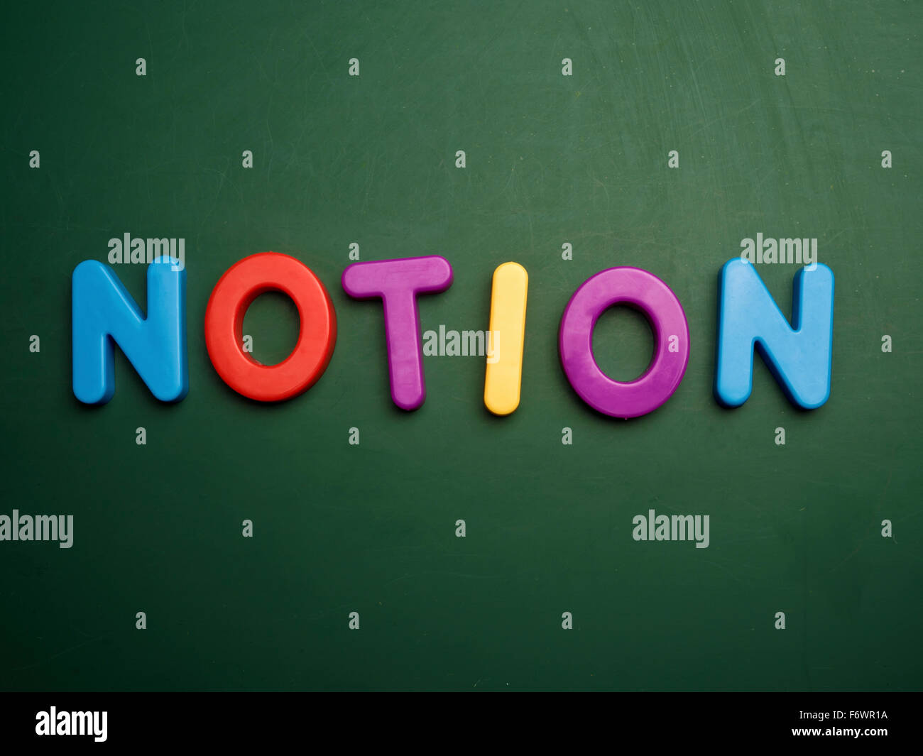 notion concept in colorful letters isolated on blank blackboard Stock Photo