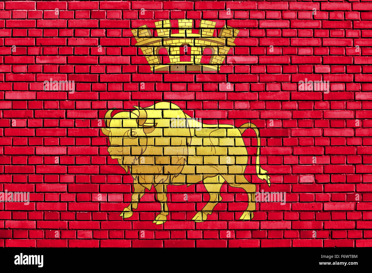 flag of Grodno Region painted on brick wall Stock Photo - Alamy