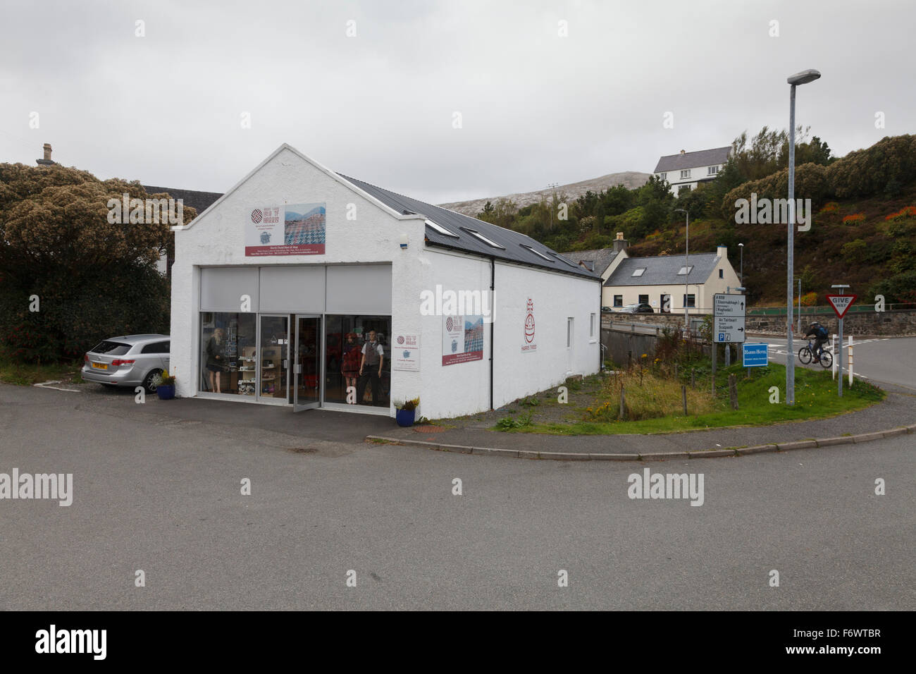 Harris Tweed shop, Tarbert, Isle of Harris. September 2015 Stock Photo