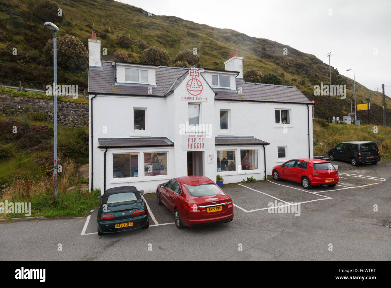 Harris Tweed shop, Tarbert, Isle of Harris. September 2015 Stock Photo