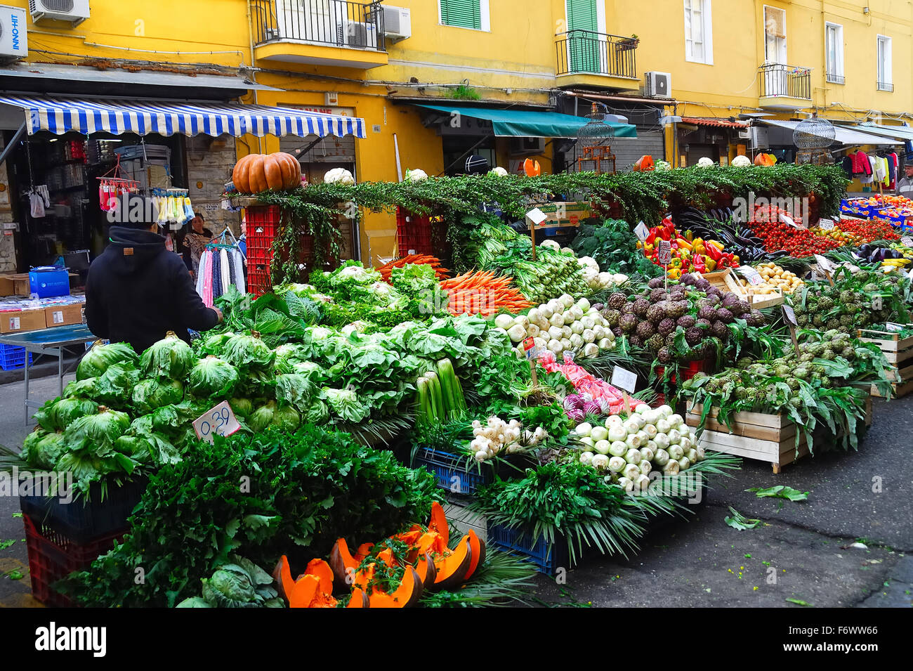 Naples, greengrocer stall at Vasto quarter, near the railway station. Stock Photo