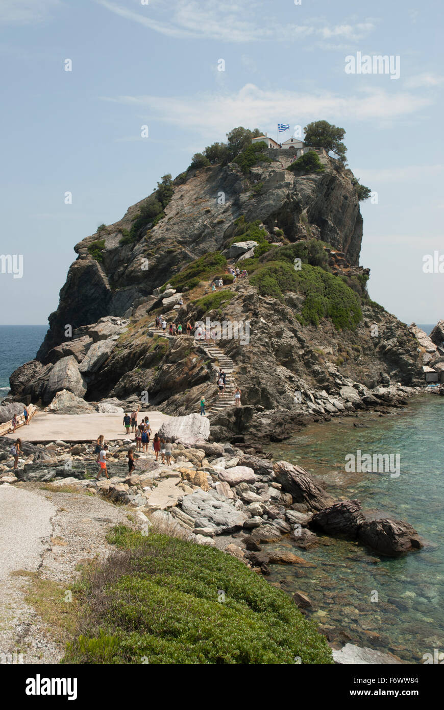 Location of The Church of Agios Ioannis, Skopelos used in the filming of Mamma  Mia Stock Photo - Alamy