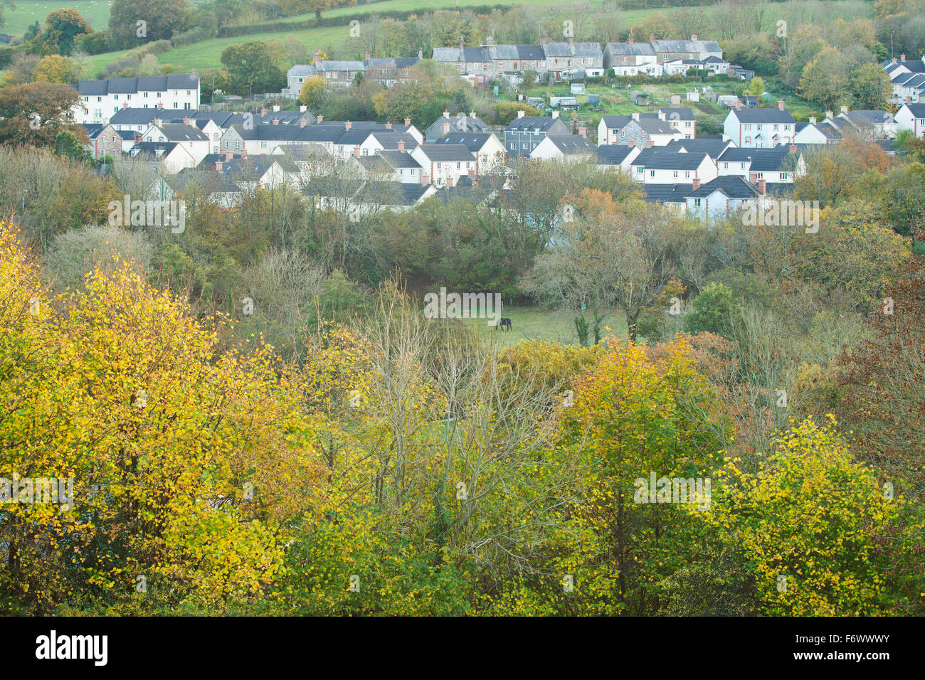 A new housing estate build in a rural area Stock Photo