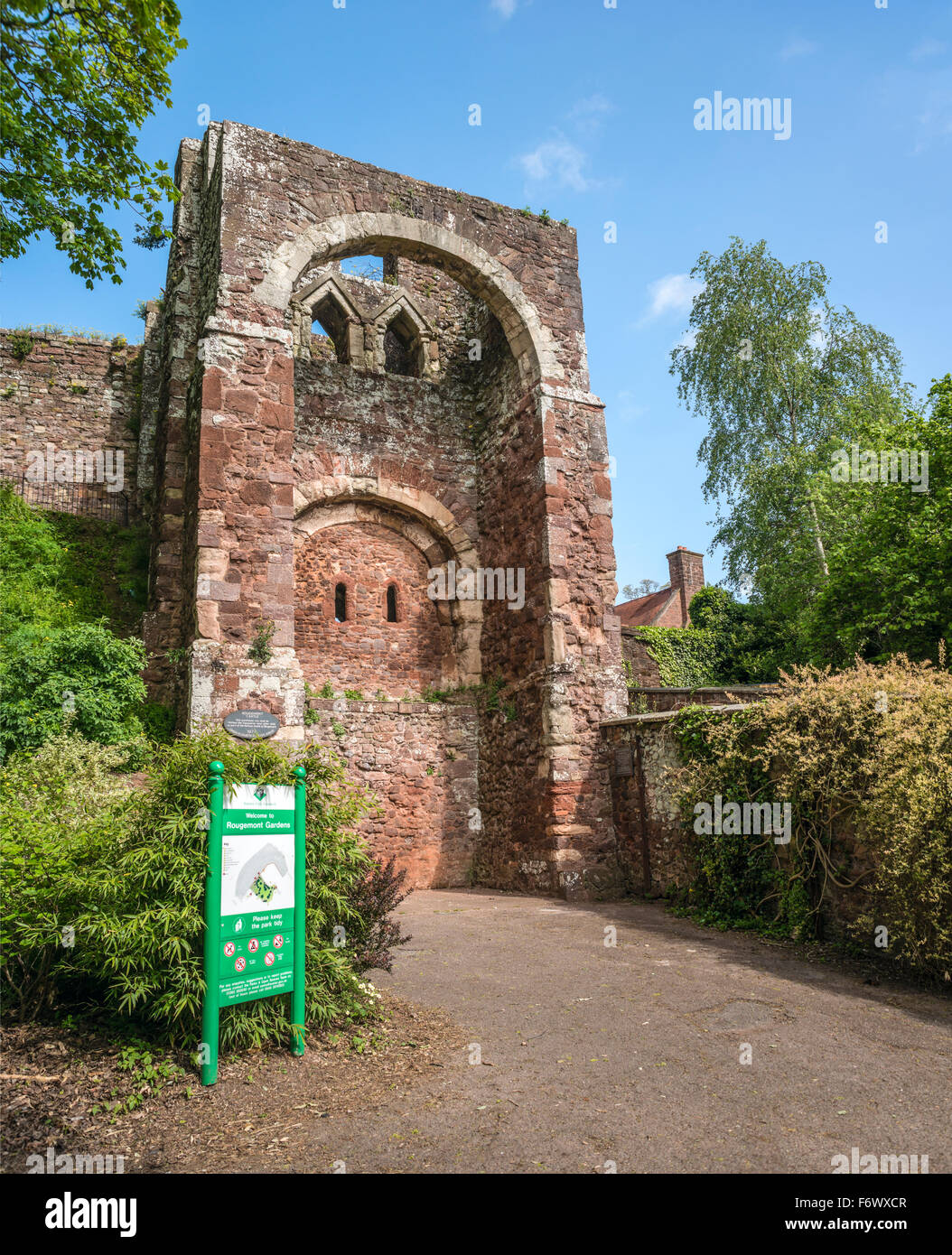 Entrance to Rougemount Castle, Exeter, Devon, England, UK Stock Photo