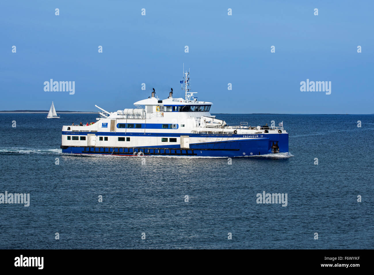 Ferry boat Fromveur II of Penn-ar-Bed, French shipping company providing ferry service between islands in Iroise Sea, Brittany Stock Photo