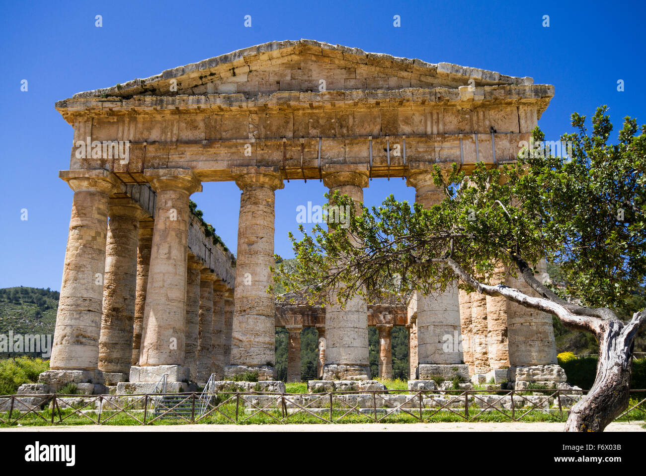 Ancient Greek Temple of Segesta, Sicily, Italy Stock Photo