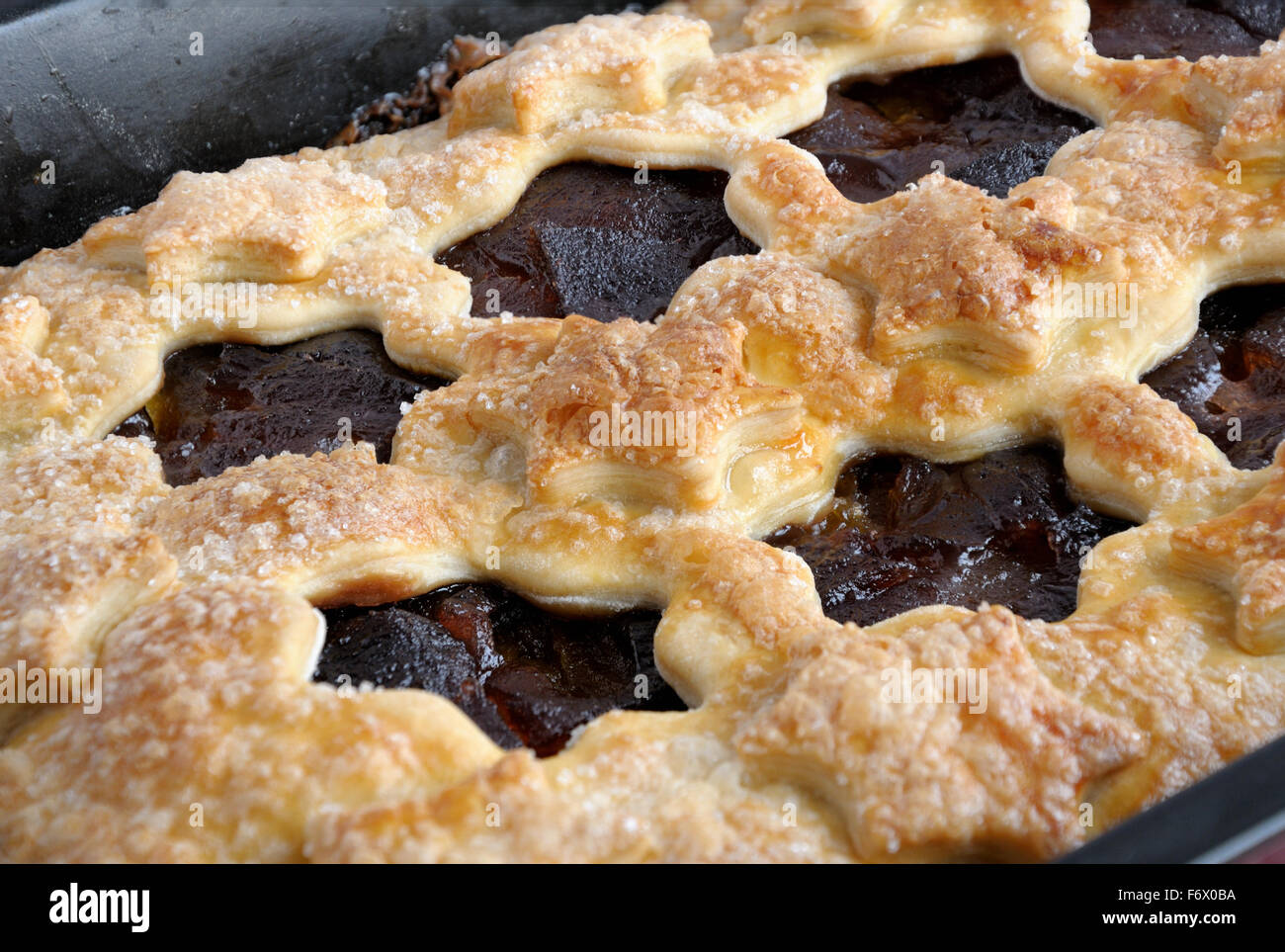 strudel stuffed with apples and jam closeup Stock Photo