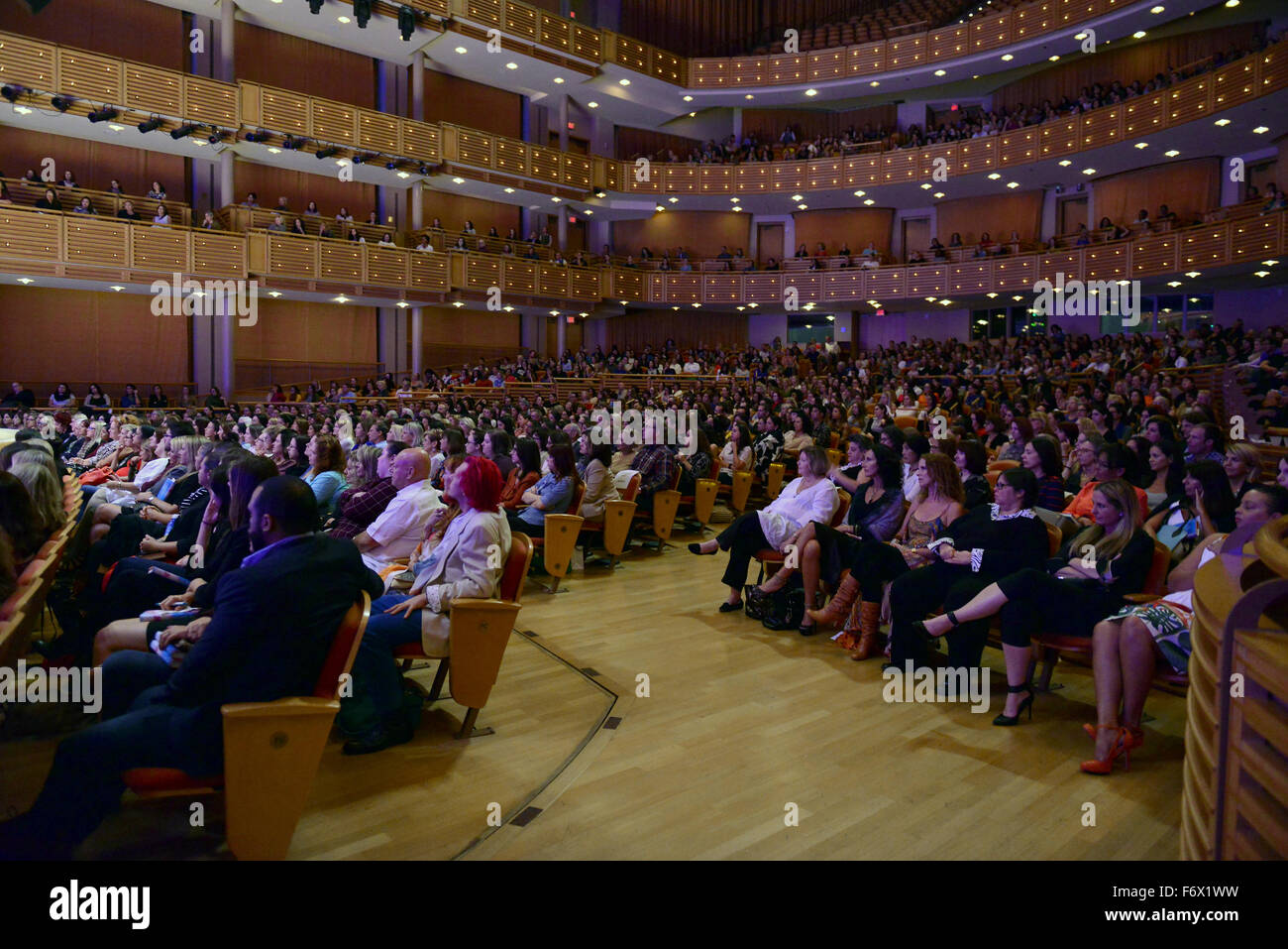 'Eat Pray Love' author Elizabeth Gilbert speaks and reads from her new book 'Big Magic' presented by Books and Books at the James L Knight Concert Hall at Adrienne Arsht Center  Featuring: Atmosphere Where: Miami, Florida, United States When: 20 Oct 2015 Stock Photo