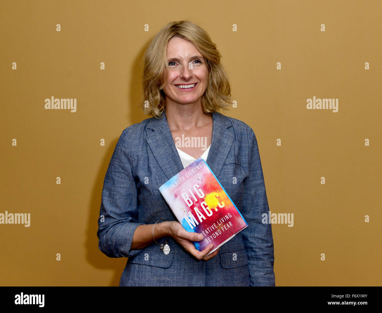 'Eat Pray Love' author Elizabeth Gilbert speaks and reads from her new book 'Big Magic' presented by Books and Books at the James L Knight Concert Hall at Adrienne Arsht Center  Featuring: Elizabeth Gilbert Where: Miami, Florida, United States When: 20 Oc Stock Photo