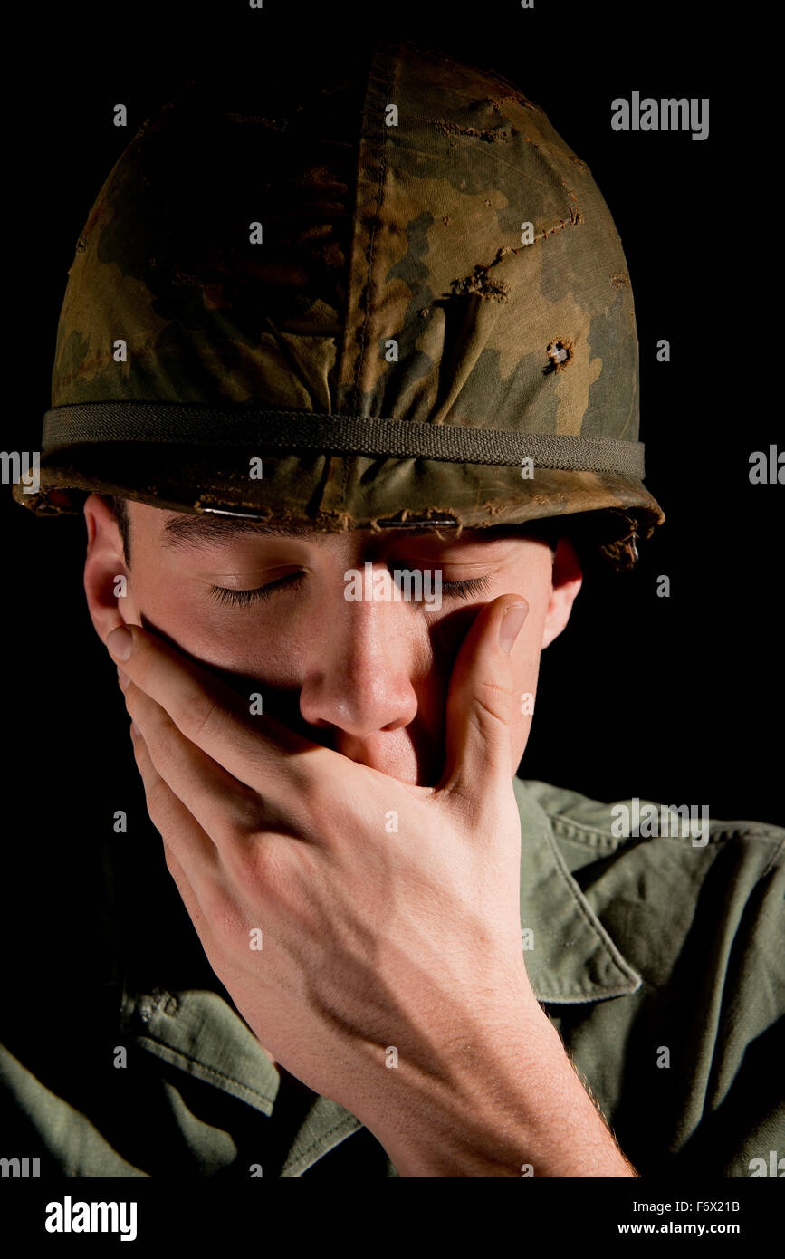 Shell Shocked Africanamerican Soldier Vietnam War Stock Photo