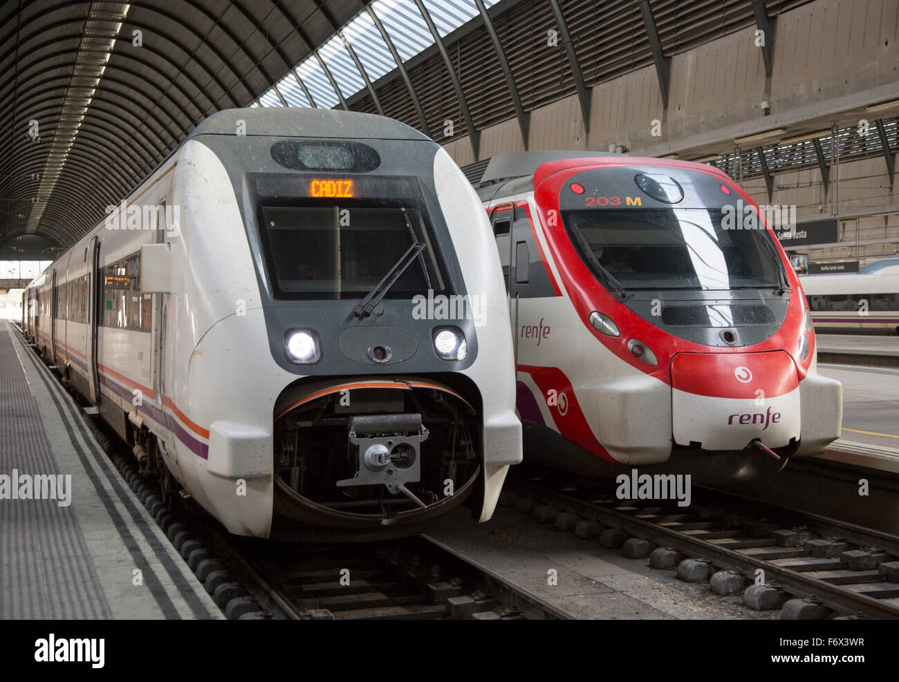 Trains at Santa Justa railway station, Seville, Spain Stock Photo Alamy