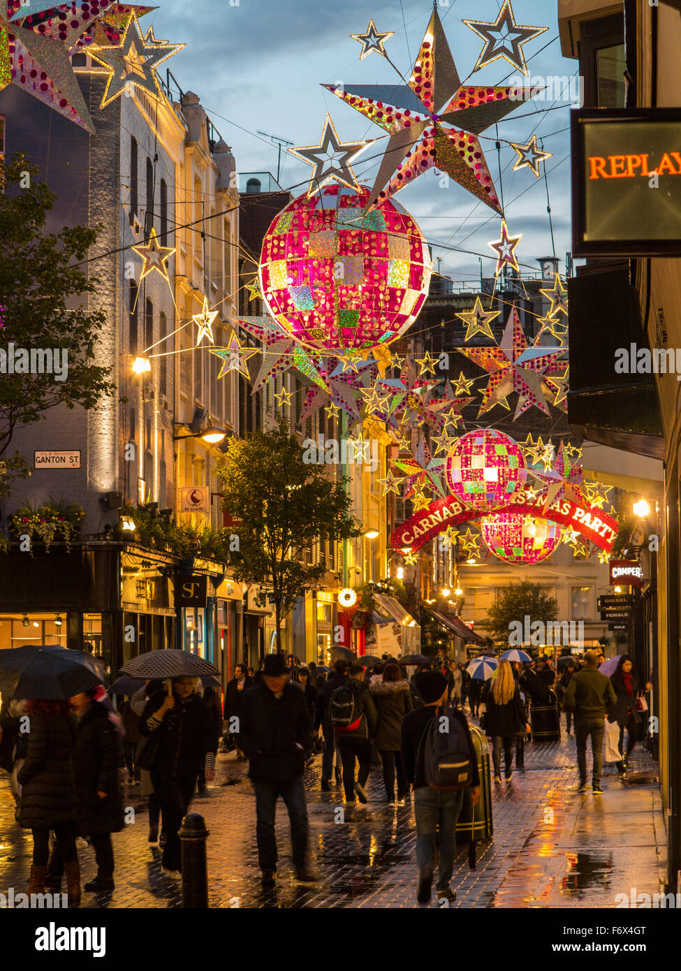 Carnaby Street Christmas lights Stock Photo Alamy