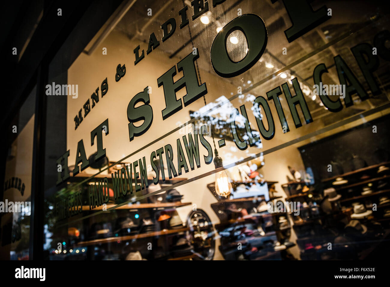 Vintage Window Hat Shop, Seattle, Washington State Stock Photo - Alamy