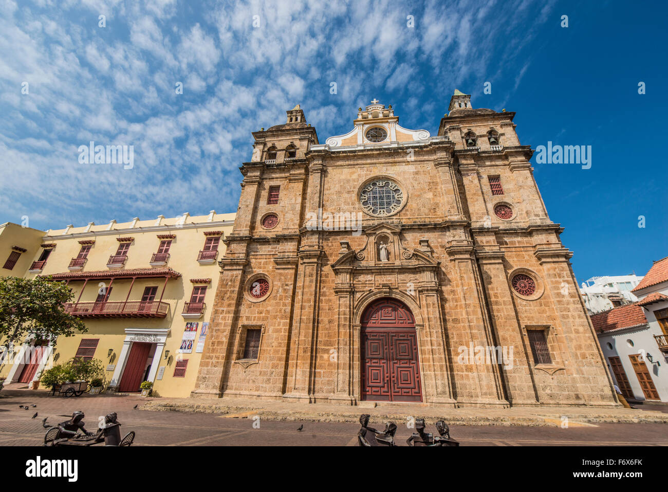 Church of San Pedro Claver, Church in old town Cartagena, Bolivar, Colombia Colonial Spanish buildings World Heritage Site Stock Photo