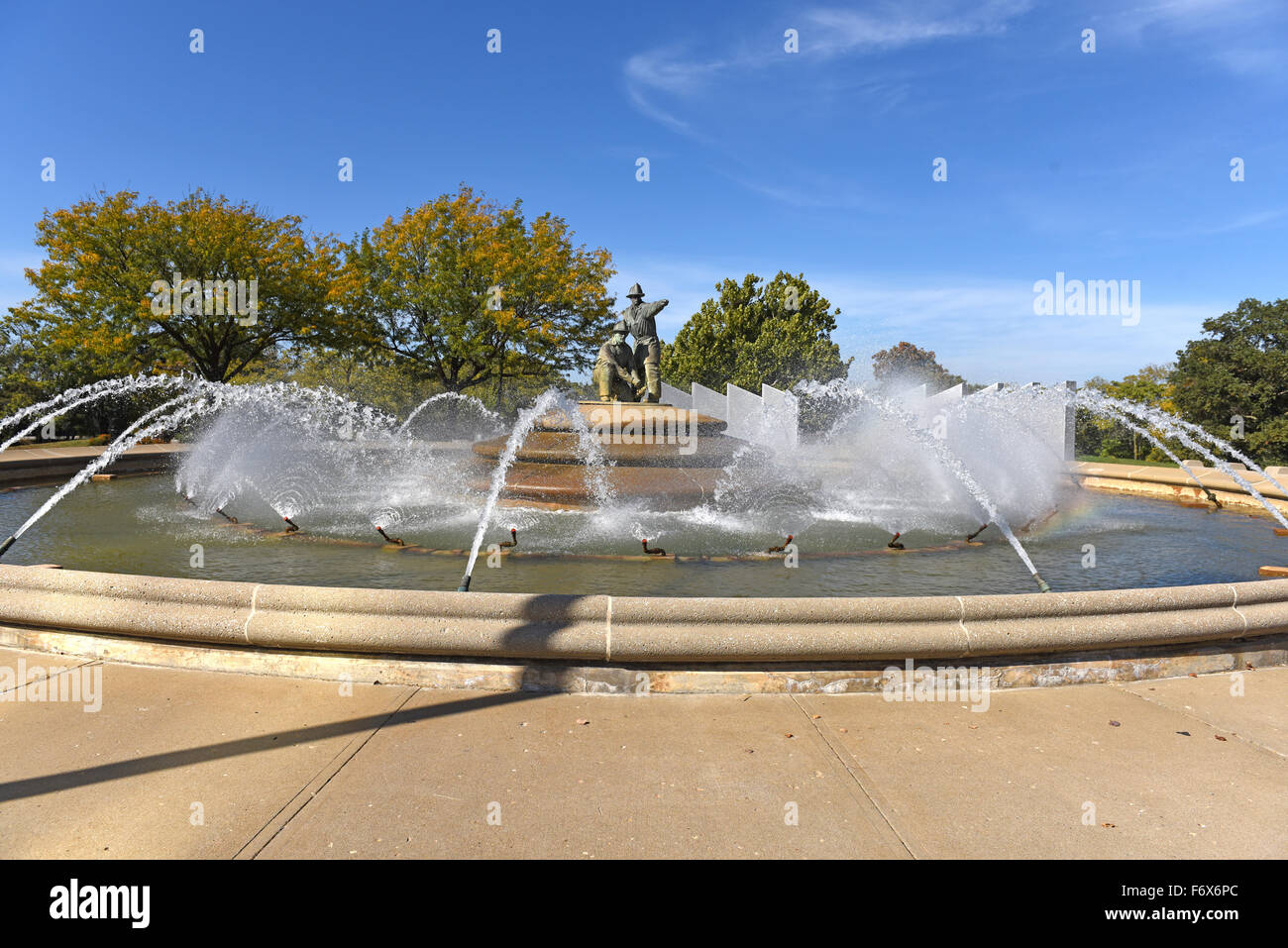 Firefighters Fountain in Downtown Kansas City Missouri Stock Photo