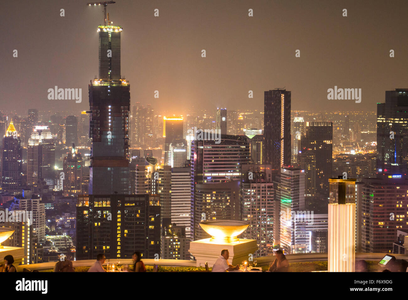 Sirocco Skybar in Bangkok at night Stock Photo