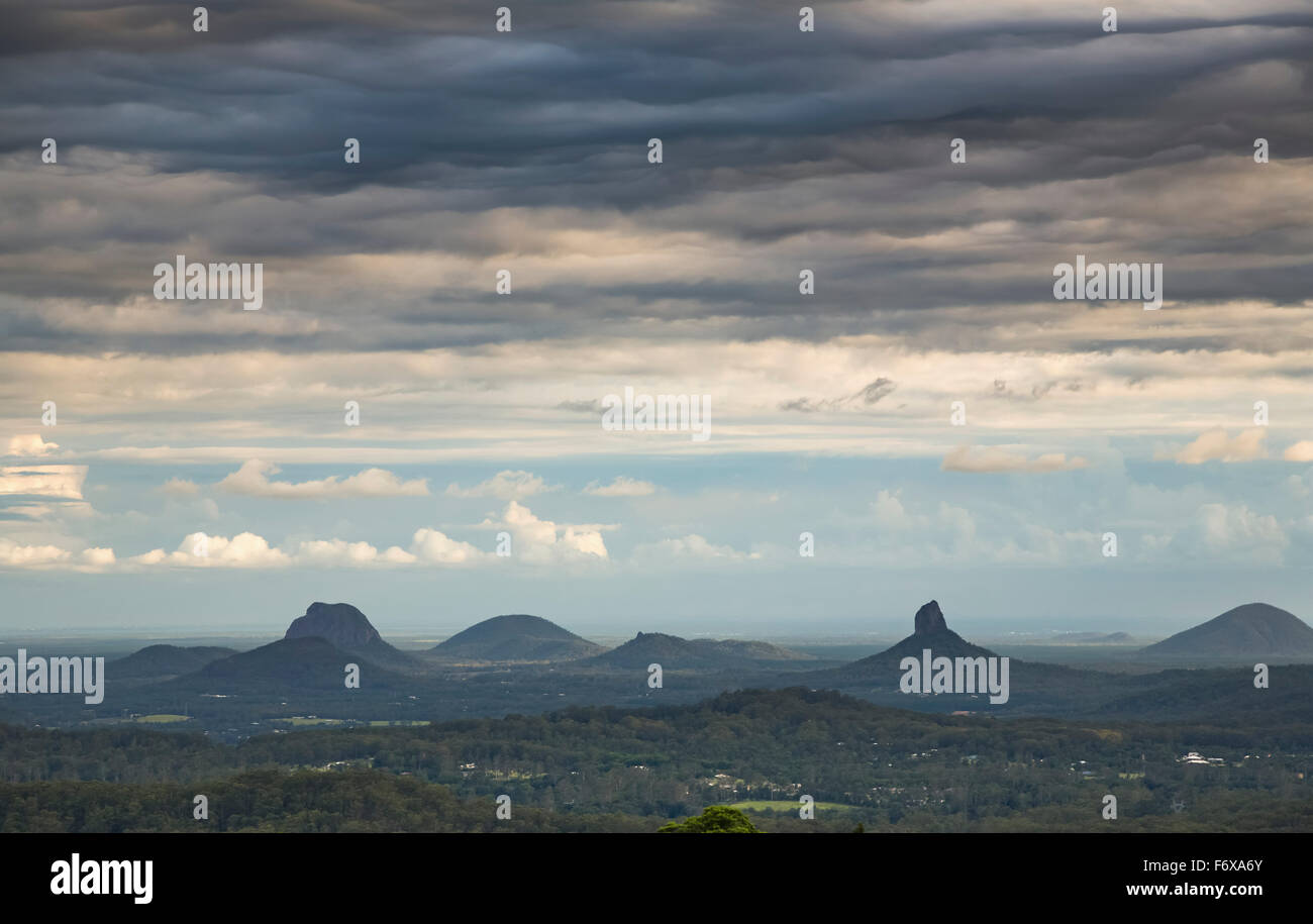 Rugged landscape with peaked mountains; Maleny, Queensland, Australia Stock Photo